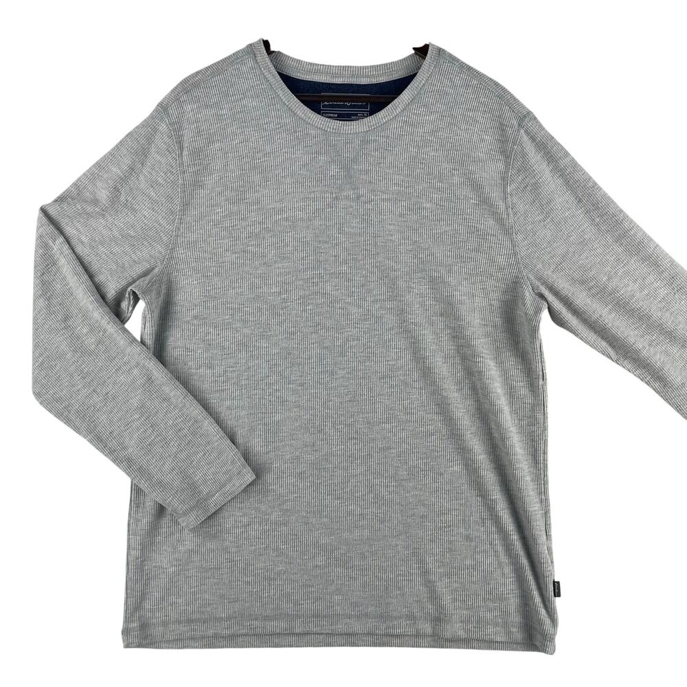 Eddie Bauer Mens Sleepwear Waffle Knit Thermal Crew Neck Shirt XL Light Grey